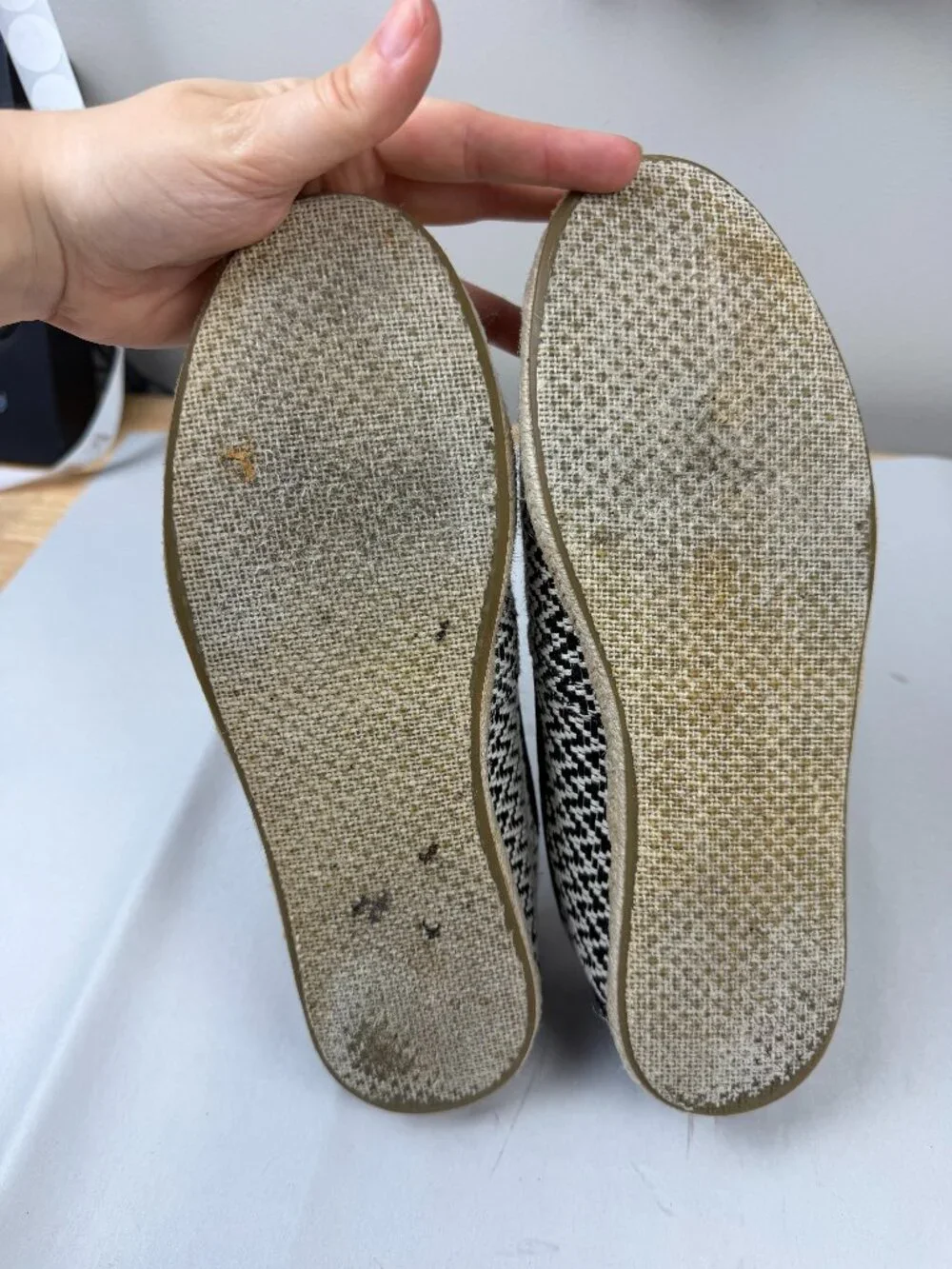 TOMS | Black and White Chevron Woven Alpargata Espadrille Slip On Shoes Size 8.5